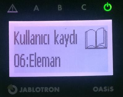 Kablosuz cihazları panele tanıtmak: Panel servis modunda iken 1 tuşuna basarak cihaz kayıt menüsüne girilir. Burada sistem ilk boş adresi ekrana getirir.