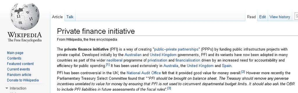 Kamu Özel Ortaklığı (PPP-PFI) Özelleştrme Biçimidir-Ansiklopedik Bilgi Avustralya ve İngiltere de Neoliberal programın (özelleştrme ve