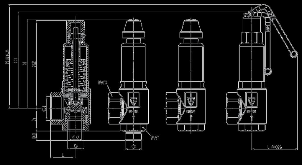 Emniyet Ventili Safety Valve PN 16 YEVK82D 01 Gövde / Body CC449K Bronz 02 İç parçalar Internal