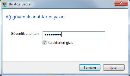 Eğer Kablosuz Güvenlik etkin ise, Adım 3 : Yapılandırma aşamasında cihazda belirlediğiniz Güvenlik Anahtarını giriniz. Tamam a tıklayınız. Ek : Sorun Giderme Şifremi unuttum, ne yapabilirim?