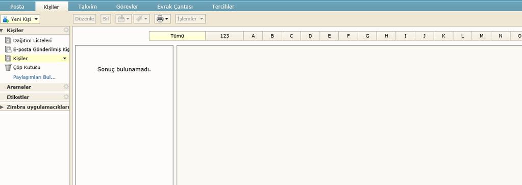 KİŞİLER Yukarıdaki Kişiler ekranında yeni kişi eklenebilir ya da kişi listesinde gruplar oluşturarak bu gruplara toplu posta atma işlemlerinde kolaylık sağlanabilir.