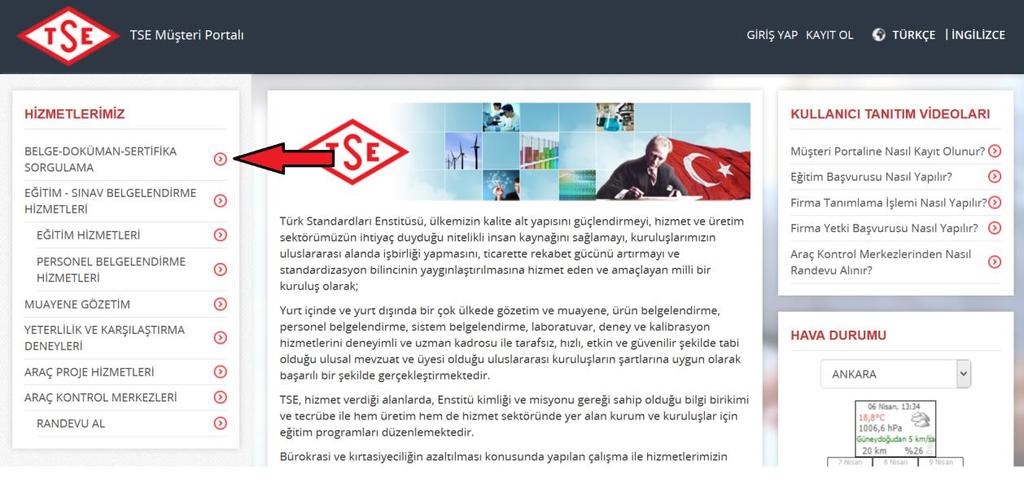 20- https://basvuru.tse.org.tr adresinden belge görüntüleme yapılabilir.