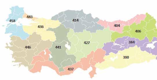 PISA 2015 ULUSAL RAPORU Bölgelere Göre Başarı Durumu PISA 2015 okuma becerileri sonuçlarının bölgelere göre dağılımı Şekil 6 