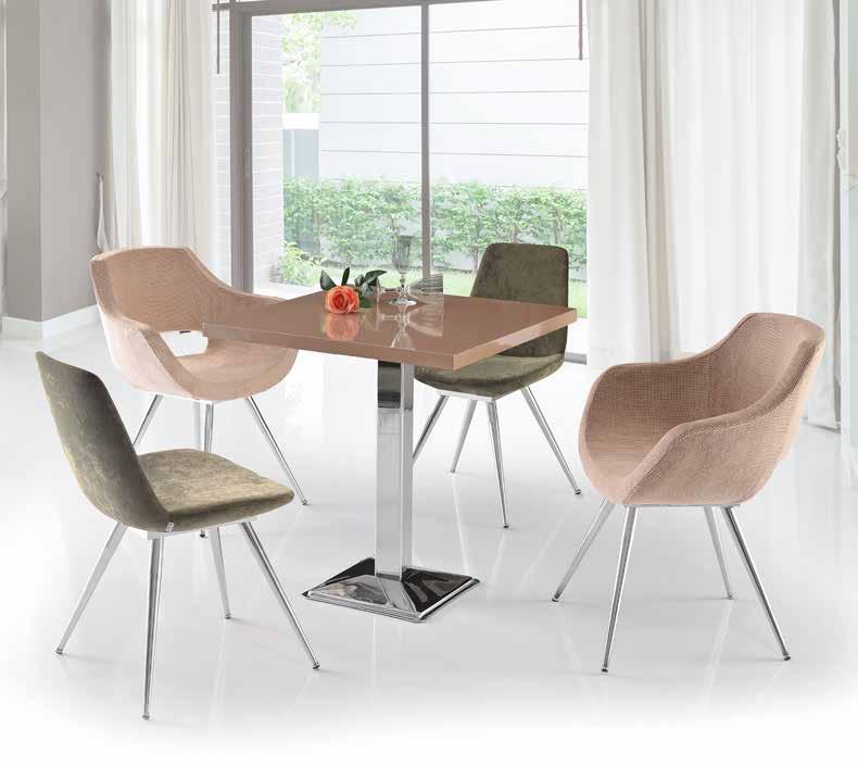 Cosmo Masa - Akuba Sandalye - Mira Sandalye 01. Cosmo Masa G75 D75 Y75 01. Cosmo Table MDF sabit üst tabla. 8 farklı PVC renk seçeneği. Özel ölçülü üretilebilir. Farklı ayaklar uygulanabilir. 02.