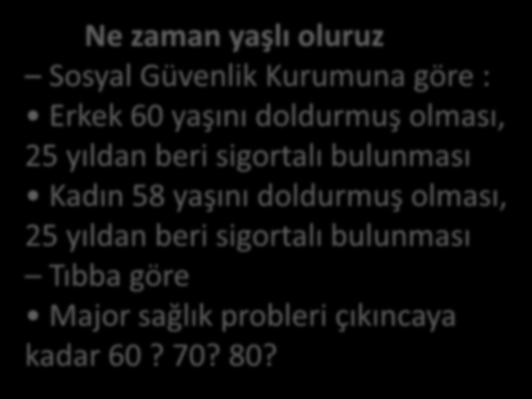 Güvenlik Kurumuna göre : Erkek 60 yaşını doldurmuş