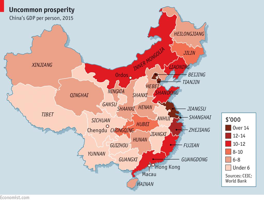 3 FARKLI EKONOMİK YAPININ BİR ARADA OLDUĞU BİR ÜLKE:ÇİN--- GELİR VE GELİŞMİŞLİK DENGESİZLİĞİ Liaoning (ağır sanayi) Pekin (Başkent, Silikon Vadisi, Çin in en zengin eyaleti) Tianjin (Kuzey Çin in