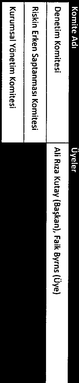 ağımsız Üye ağımsız Üye Şirket Yönetim Kadrosu Son durum itibarıyla Şirket in yönetim kadrosu aşağıda yer almaktadır.