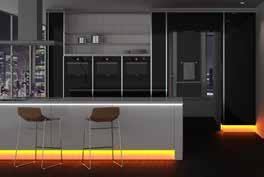 (klemensler, bağlantı kutuları, kapak, 10 m kablo; 2 damarlı) 2 Etrafı aydınlatılmış bağımsız bir mutfak tezgahı kenarı, fırçalanmış paslanmaz çelik görünümlü alüminyum 74 x 300 cm, naturel beyaz
