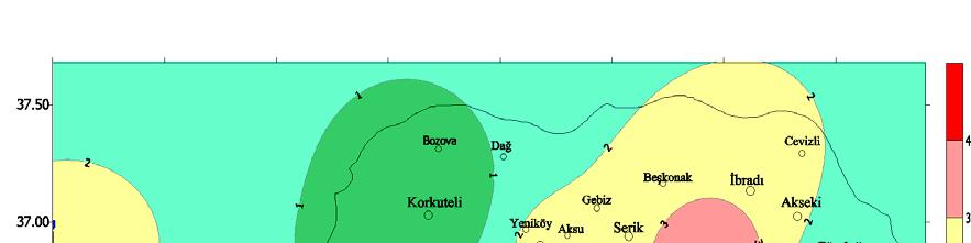 Şekil 189. Ocak Ayı Ortalama Fırtınalı Gün Sayısı ( Rüzgâr hızı > 17.1 m / sn ) Şekil 190.