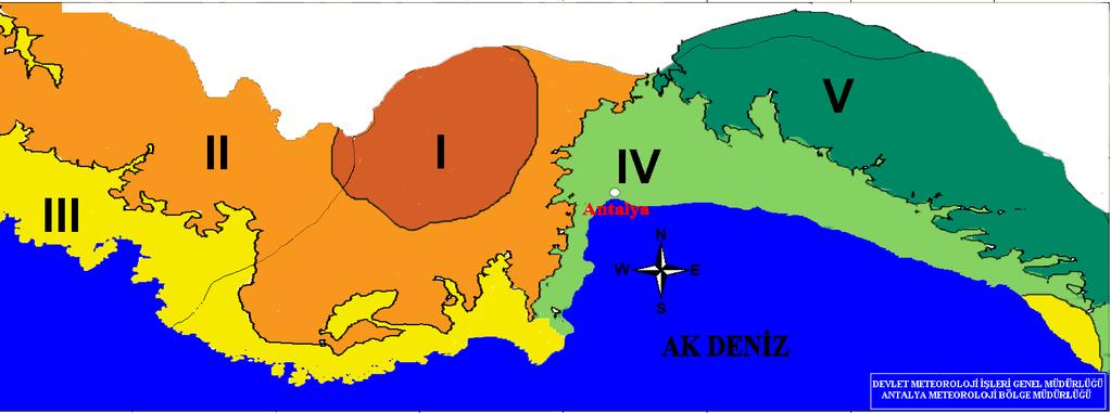 Şekil 261. Sıcaklık ve Yağışa Göre Karakteristik Bölgeler 187 I- Serin kurak ( Yıllık Ort. Sıcaklık 8-14 C Yıllık Ort. Yağış 350-500 mm ) II- Serin az yağışlı (Yıllık Ort. Sıcaklık 8-14 C Yıllık Ort. Yağış 500-700 mm ) III- Sıcak az yağışlı (Yıllık Ort.