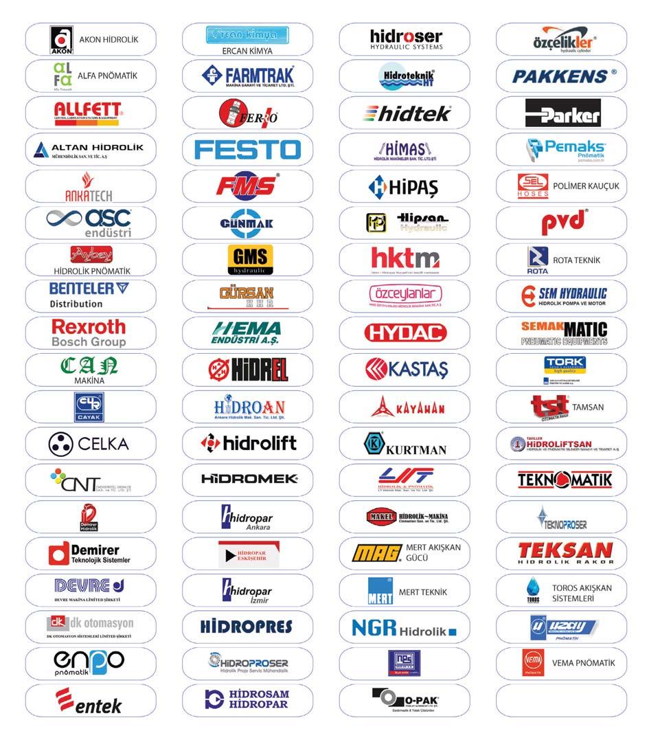 AKDER / ÜYE LİSTESİ Logolarıyla Üyelerimizin Listesi Ülkemizde akışkan gücü sistemleri ile ilgili olarak; üretim, temsilcilik, distribütörlük, projelendirme faaliyetleri yapan, ticari etik kurallara