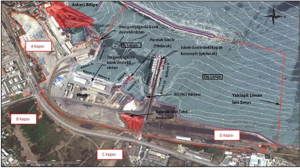 Kaynak: Iskenderun Limanı Master Planı, Moffatt & Nichol (Limak ın işleteceği liman sınırları kesikli çizgilerle gösterilmektedir.