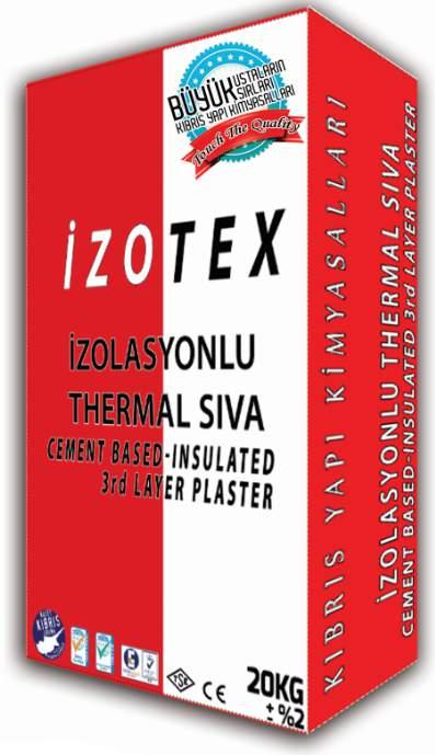 YAPI KİMYASALLARI GRUBU İZOLASYONLU THERMAL SIVA Çimento esaslı, tek bileşenli, polimer katkılı, yüksek performansa ve stabiliteye sahip, silikon ve elyaf takviyeli extra özellikte, ısı+su+ses ve