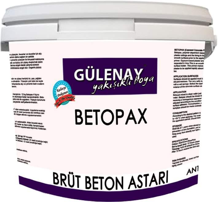 ASTAR GRUBU BETOPAX (BRÜT BETON ASTARI) BRÜT BETON ASTARI Betopax, polimer dispersiyon esaslı, mineral dolgulu, brüt beton yüzeyler, tavanlar ve duvarlar için alçı sıva ve çimento bazlı sıva