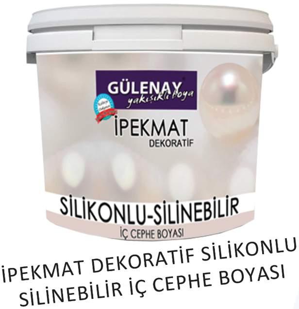 İÇ CEPHE BOYALARI İPEKMAT DEKORATİF İÇ CEPHE BOYASI (SİLİNEBİLİR) İpekmat Dekoratif İç Cephe Boyası, su bazlı, saf akrilik bağlayıcı esaslı üstün teknoloji ile üretilmiş son kat, yarı mat dekoratif