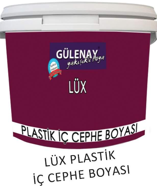 İÇ CEPHE BOYALARI LÜKS PLASTİK BOYA Lüx Plastik Boya, su bazlı akrilik kopolimer esaslı mat iç cephe boyasıdır. Çok yüksek kapatma özelliği vardır. Çok güzel yapışır, mükemmel beyazlığa sahiptir.