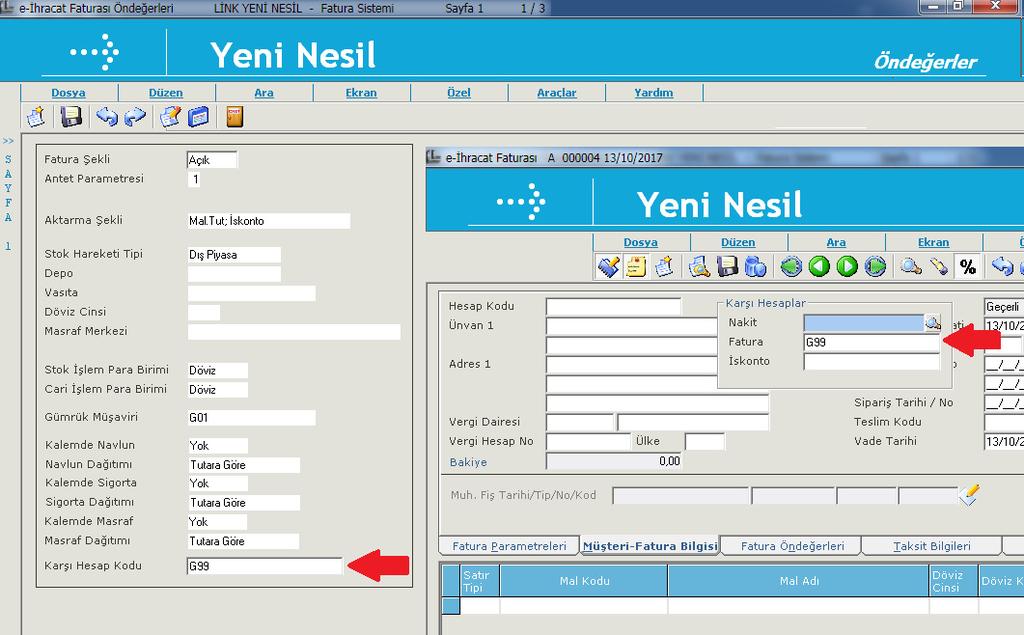 Parametreler\Sistem Parametreleri ve Öndeğerleri\e-İhracat Faturası Parametreleri\Öndeğerler - İhracat faturasıyla ilgisi olmayan