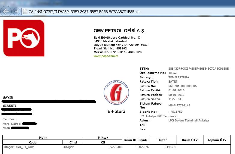 Faturaya gelen Miktar 2.726,00 / 0,545 (Birim Ağırlık Çarpanı) = 5.001,8349 Birim Fiyat = Tutar / Miktar = 9.446,61 / 5.