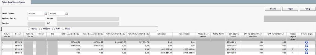 "Çekilen Tutar Aracı Banka Hesabına EFT yapılsın" seçilmesi durumunda ilgili tutar katılımcı aracı banka hesabına EFT gönderilir.