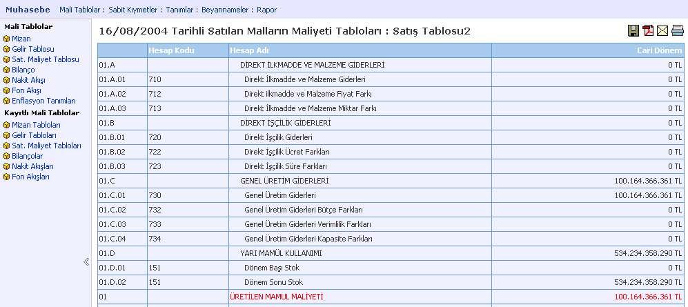 Bu sayfanın sağ üst kısmındaki ikonları kullanarak tabloyu PDF'e dönüştürebilir, kağıda dökebilir, mail olarak gönderebilir, farklı bir belge olarak kaydedebilirsiniz. Ayrıntılı bilgi için bkz.