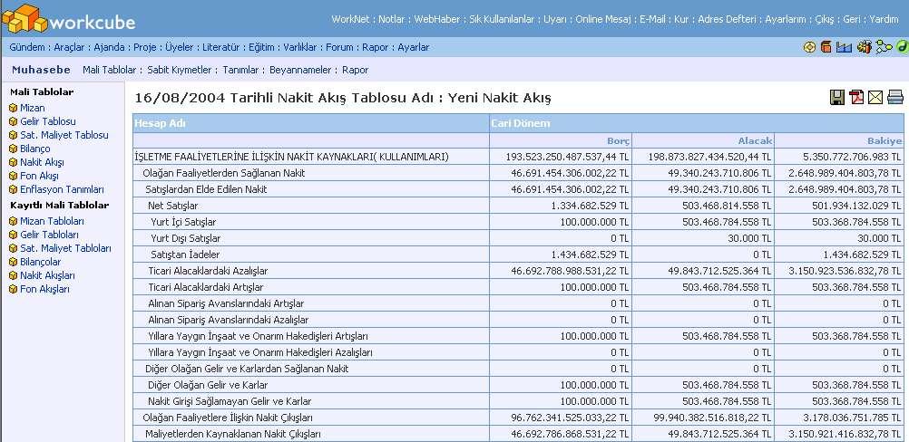 Karşınıza ilgili nakit akış tablosu gelecektir.