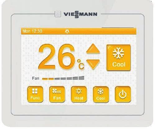 VITOCLIMA 333-S Kontrol sistemleri / Bireysel kumandalar Kablolu uzaktan kumanda - VWRCXK55: Dokunmatik ekran, şık tasarım Çeşitli zamanlayıcı ayarı yapılabilir; üç haftalık zamanlayıcı ve bir geri