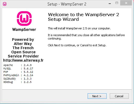 5 WampServer 2 kurulum işleminin başlatılması Şekil 2.