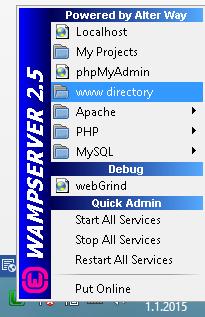 1 Pro işletim sisteminde WampServersanal sunucu yazılımını başlatma ve bu yazılımdan www director klasörüne ulaşma