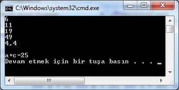 Aritmetik Operatörler using System; class Program { static void Main(string[] args) { int a = 5; int b = 10; int c = 20; int d = 50;