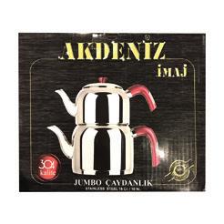 AKDENIZ CAYDANLIK PIRAMIT JUMBO KIRMIZI KULP / AKDENIZ TEA POT PIRAMIT JUMBO