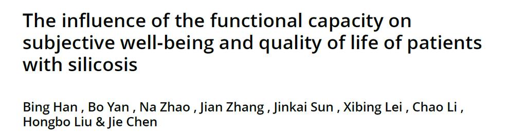 324 farklı meslek hikayesi olan silikozis Fonksiyonel kapasite Yaşam kalitesi Fonksiyonel kapasite (6DYT) ile yaşam kalitesi ve iyi