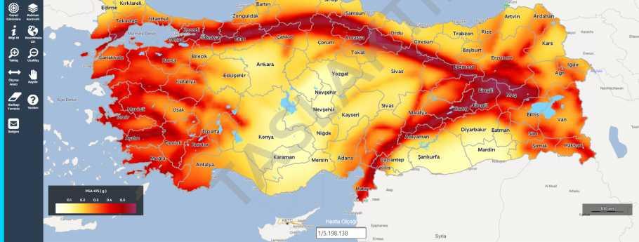 tehlike haritası PGA, Sas,