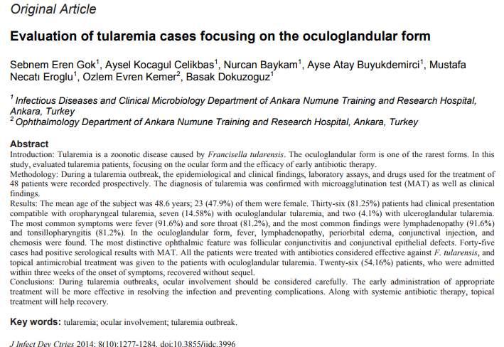 48 hasta %81 orafaringeal %14 okuloglanduler %4 ülseroglanduler