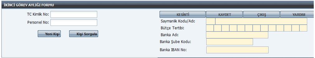 TC Kimlik No: Bu alana ikinci görevi yürütecek kamu görevlisinin TC kimlik numarasının girilmesi gerekmektedir.