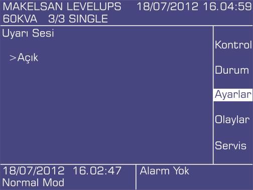 ÜRÜN TANITIMI Uyarı Sesi Sesli uyarıyı