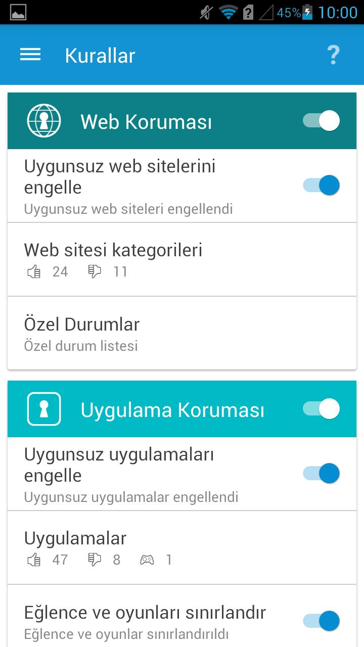 Çocuğum nerede Web Koruması - raporlama 7 güne kadar olan raporlar 30 güne kadar olan raporlar Uygulama Koruması - raporlama 7 güne kadar olan raporlar 30 güne kadar olan raporlar E-posta uyarıları