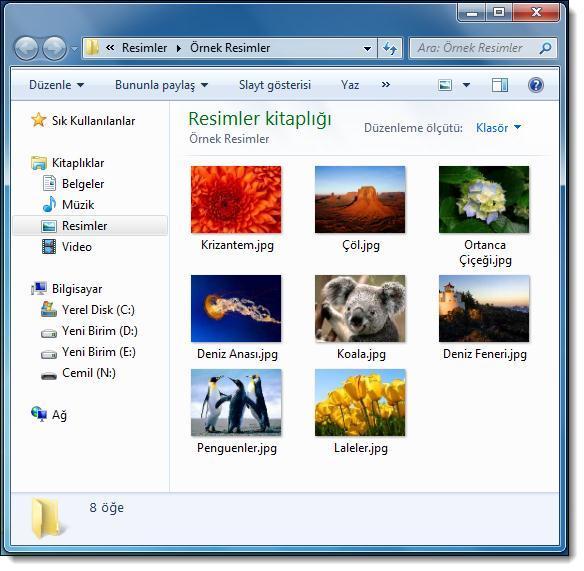 ÖZELLEŞTİR SEKMESİ Windows 7 ile gelen yeniliklerden biri, bir klasörü belge, resim, müzik veya video klasörü olarak özelleştirebilme desteğidir Klasör özelleştirme, o klasörün özelleştirilen alana