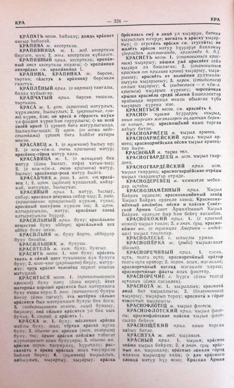 RESİM 8: Rusça-Başkurtça sözlükten bir sayfa