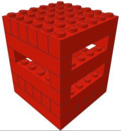 Her bir gıda motorunda 22 adet 2x4 LEGO Tuğla, bir adet 2x2 LEGO