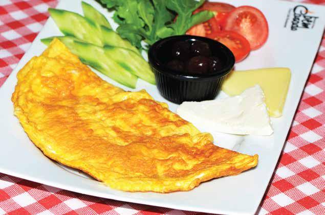 Omlet Çeşitleri Sade Omlet 13.00 Patates cipsi, domates, salatalık Kaşarlı Omlet 15.00 Kaşar peyniri, patates cipsi, domates, salatalık Beyaz Peynirli Omlet 15.