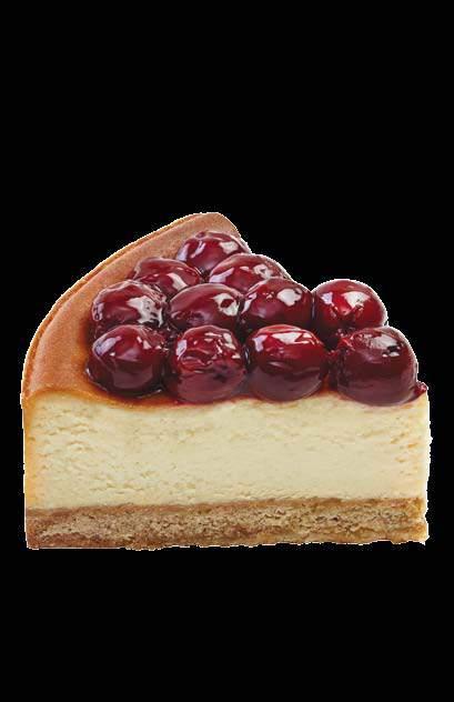 Vişneli Cheesecake ÇİKOLATALI CHEESECAKE Bademli kıtır sable üstünde özel krema ve enfes çikolata sosu ile