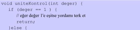 Yordamlar return anahtar kelimesi tek başına