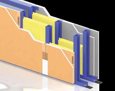 Çift İskeletli Bağlantısız Çift Kat COREX ile Bölme Duvar Mineral yün COREX COREX derz bandı DERZTEK derz dolgu alçısı COREX borazan vida 25 COREX DC profili COREX borazan vida 38 COREX DU profili