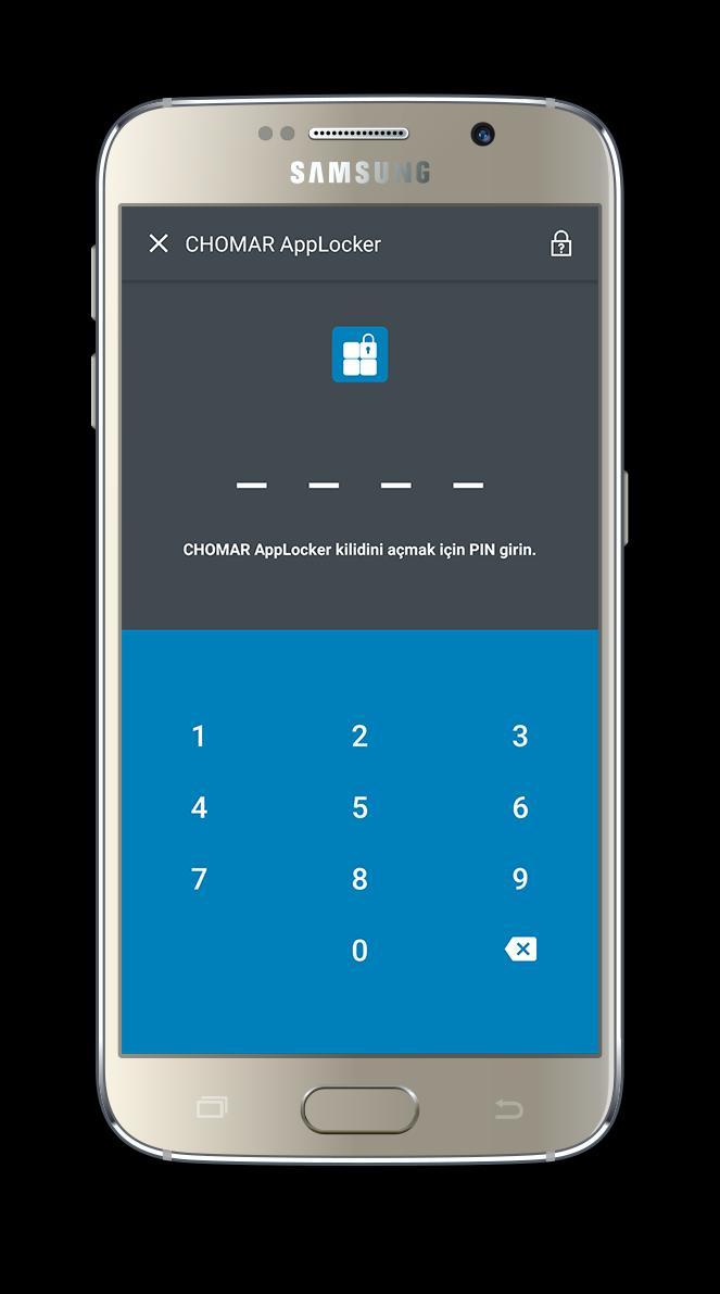 CHOMAR AppLocker (Android) CHOMAR AppLocker; uygulamaları, fotoğrafları, videoları ve diğer özel verileri şifre