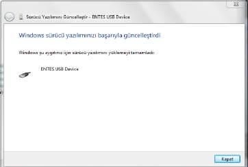 Windows şu aygıtınız için sürücü yazılımını yüklemeyi tamamladı uyarısını gördüğünüzde kapat ikonuna