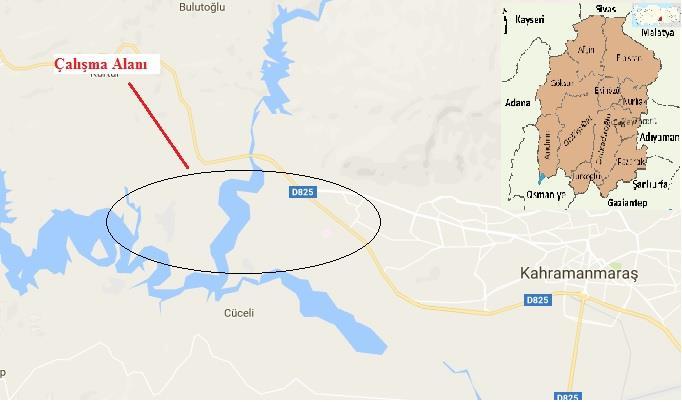 2. MALZEME VE YÖNTEM Çalışmanın yürütüldüğü il Kahramanmaraş; 14,327 km 2 yüzölçümü ve sahip olduğu 11 ilçe ile Akdeniz bölgesinin doğusunda (K:37 11'038'' ve D:36 15'037'') yer alır (Şekil 1).