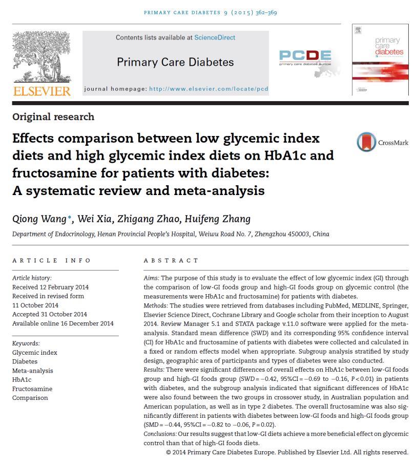 02) «Gİ diyetler glisemik kontrol üzerinde daha faydalı etki göstermekte» Yüksek & Düşük Gİ Diyet (2 hafta-22 ay) HbA1c -%0.5 (p<0.