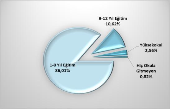 Grafik 3.11 Tedavi Gören Kişilerin Eğitim Durumlarının Dağılımı (%) Kaynak: Sağlık Bakanlığı Sağlık Hizmetleri Genel Müdürlüğü, 2018.