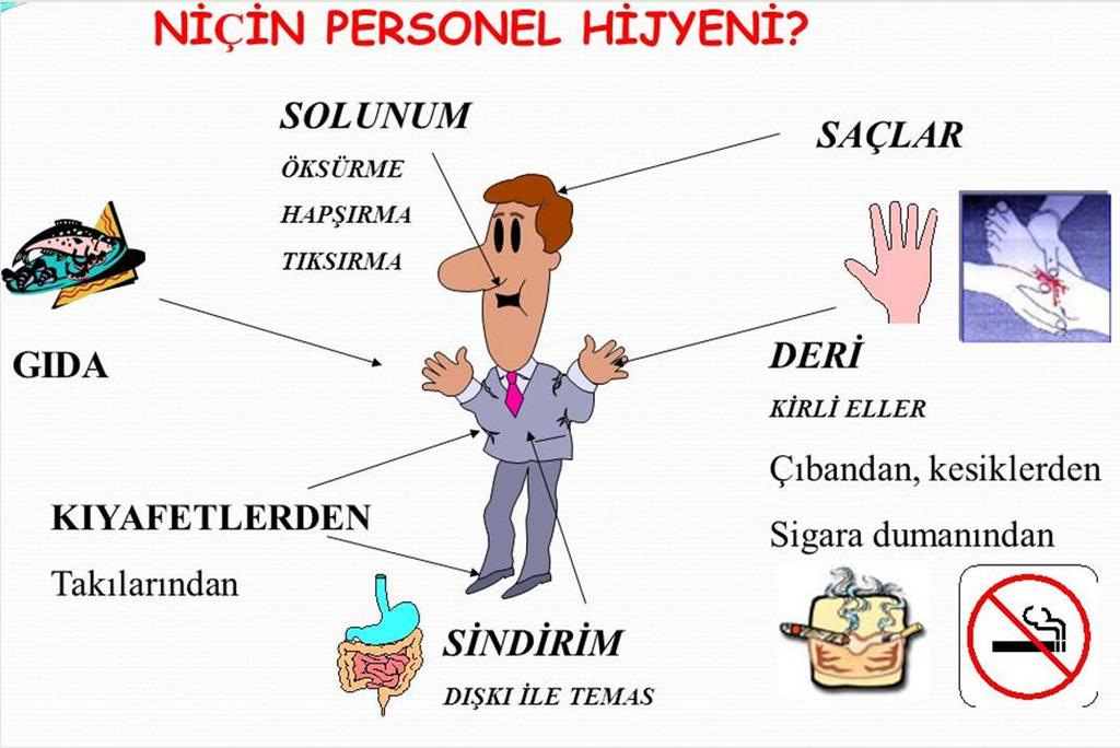 Gıda işiyle uğraşan personel, insan sağlığı yönünden ağır sorumluluklar taşımaktadır. Birçok gıda zehirlenmesinin ana nedeni, personelin dikkatsizliği ve bu konudaki bilgi yetersizliğidir.