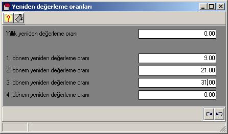 Yeniden Değerleme Oranları Hatırlayacağınız gibi giriģ bölümümüzde bazı sabit kıymetlerin yıldan yıla değerlerinin arttığını, bu sabit kıymetlerin kanunen belirlenen oranlar üzerinden her sene yeni